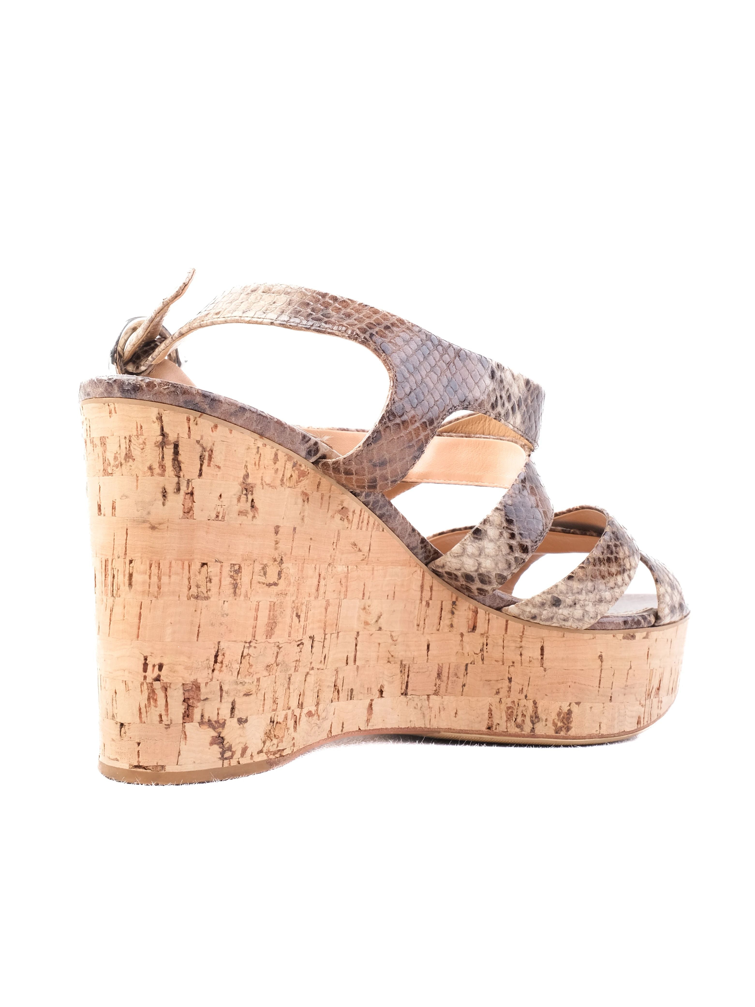 Excellent Salvatore Ferragamo Wedge Sandals Leather Size 39
