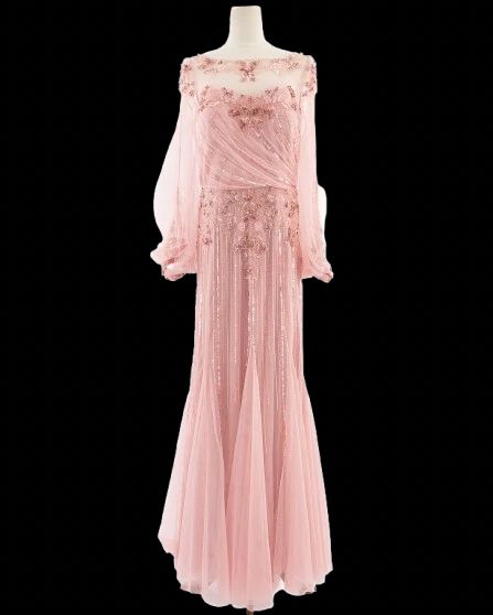 EXCELLENT Pronovias Pink Evening Gown XXL Floral Lace Embellishments