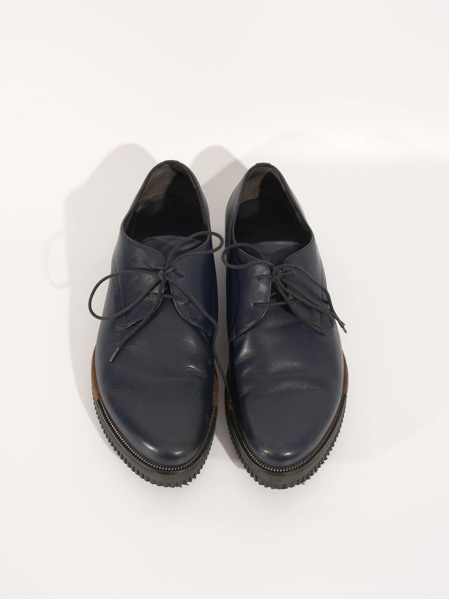 Perfect Lanvin Blue Leather Lace-Up Shoes Size 42 for Men