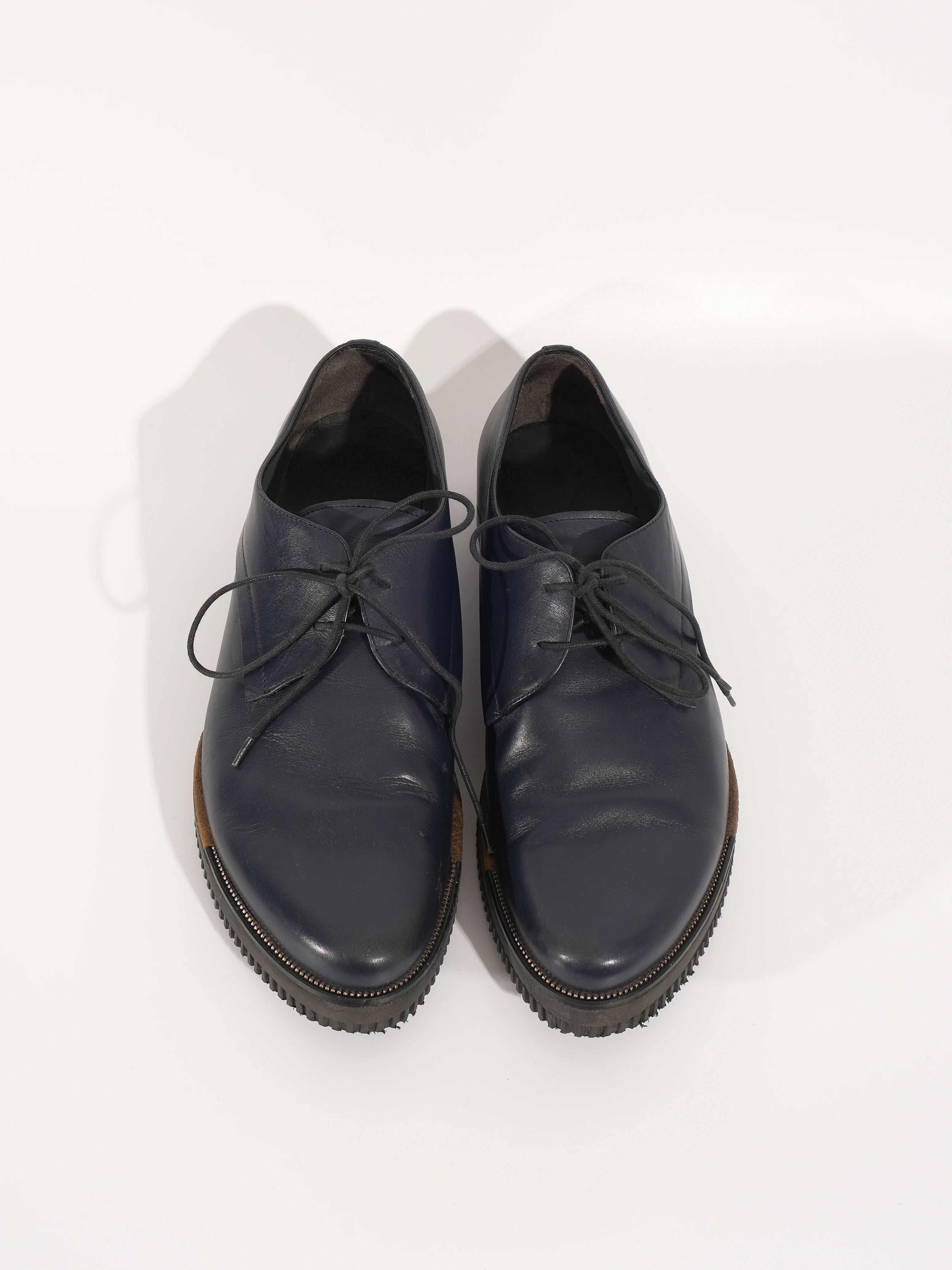 Perfect Lanvin Blue Leather Lace-Up Shoes Size 42 for Men