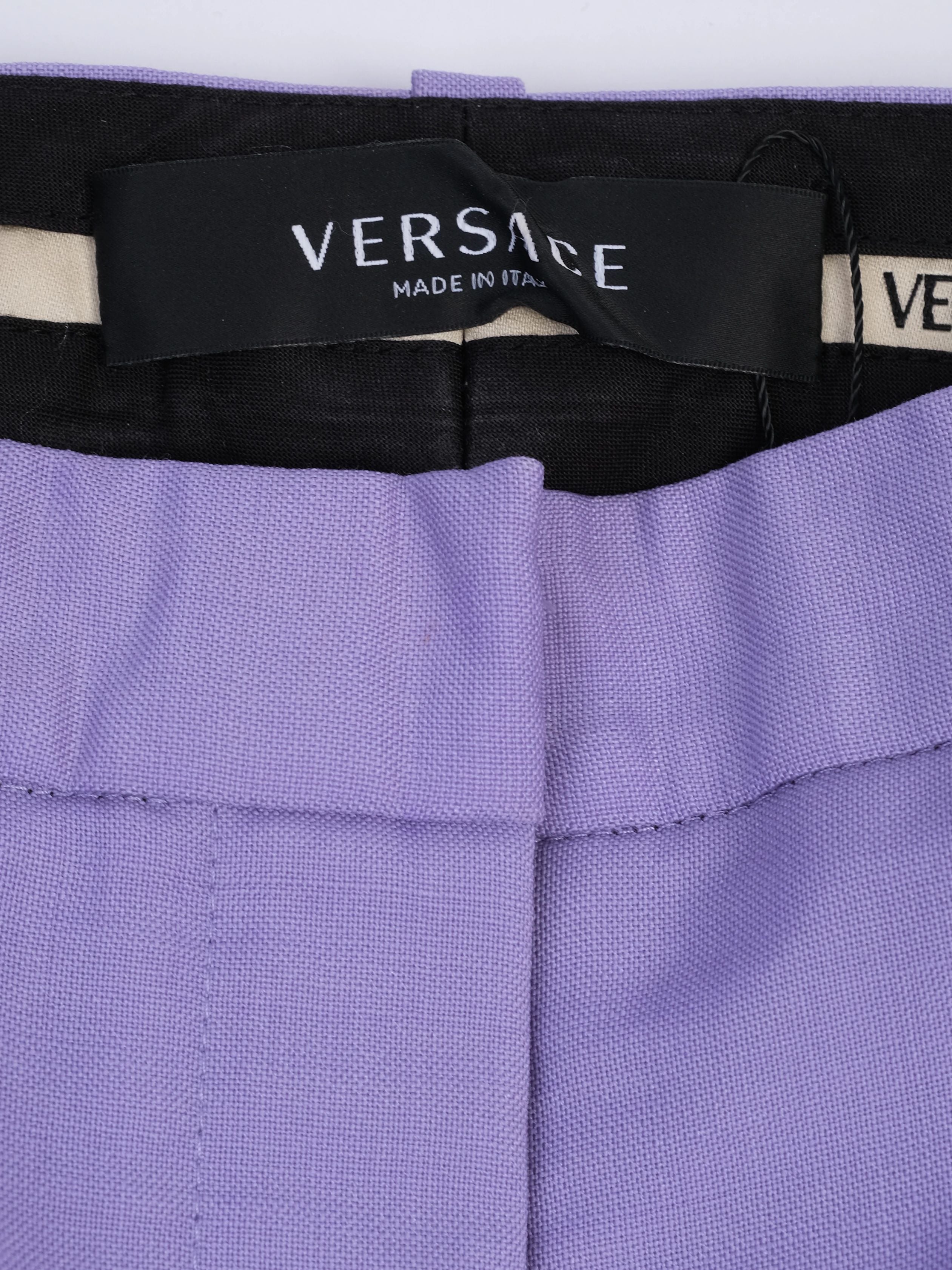 Excellent Versace Pink Wool Trousers Size L Made in Italy
