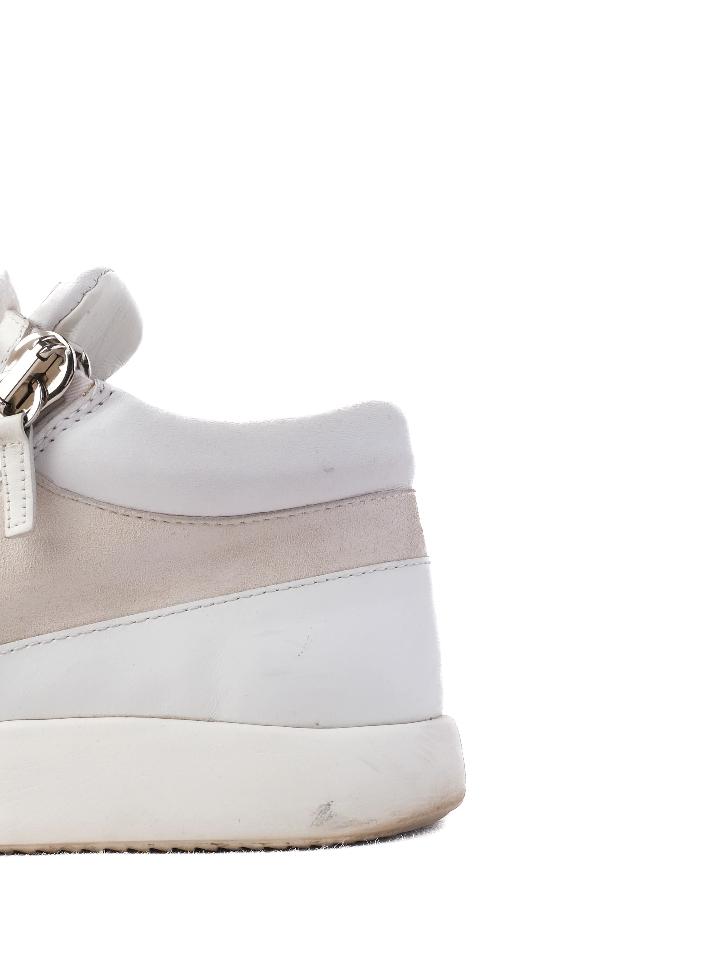 Excellent Giuseppe Zanotti White Leather Sneakers Size 41 with Zippers