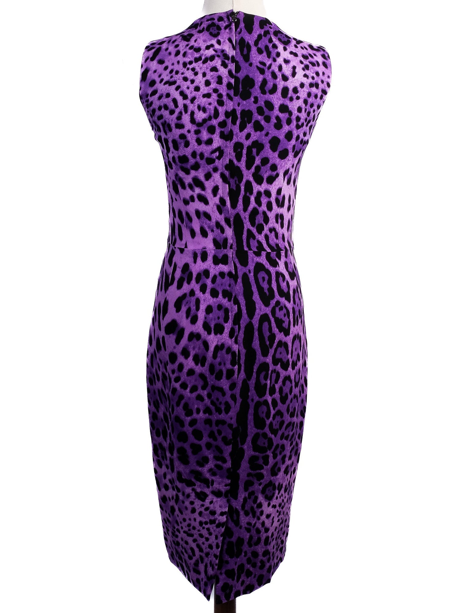 Excellent Dolce Gabbana Purple Leopard Print Silk Dress Size XS