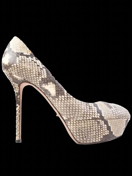 Excellent Sergio Rossi High Heeled Snakeskin Leather Shoes Size 38.5