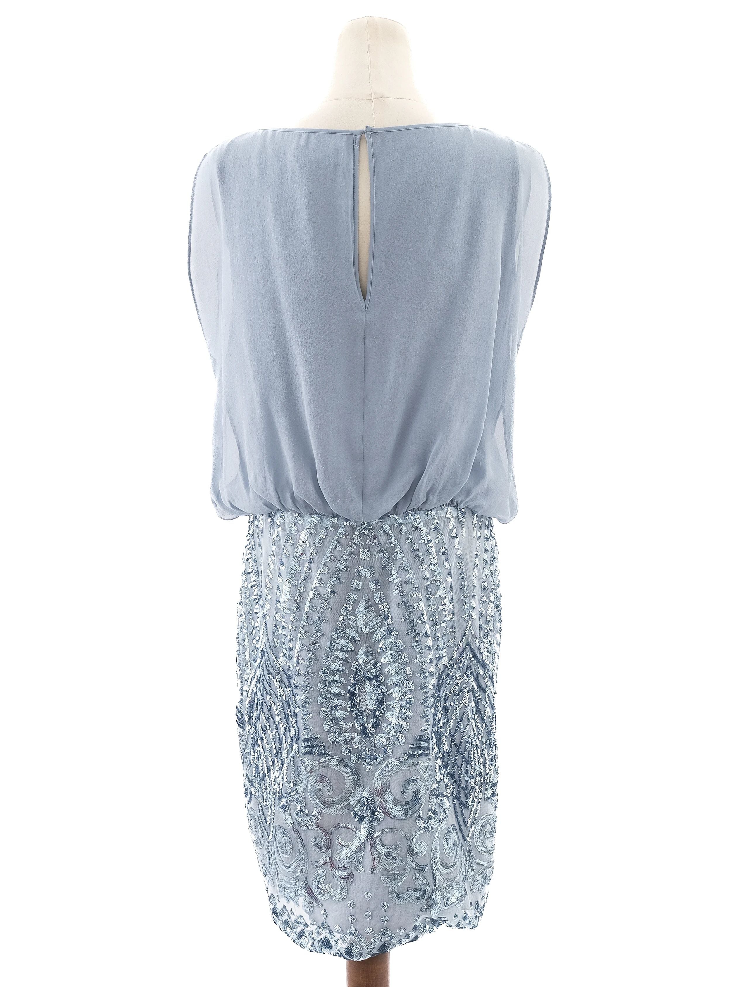 Excellent Luisa Spagnoli Blue Silk Evening Dress Size XL