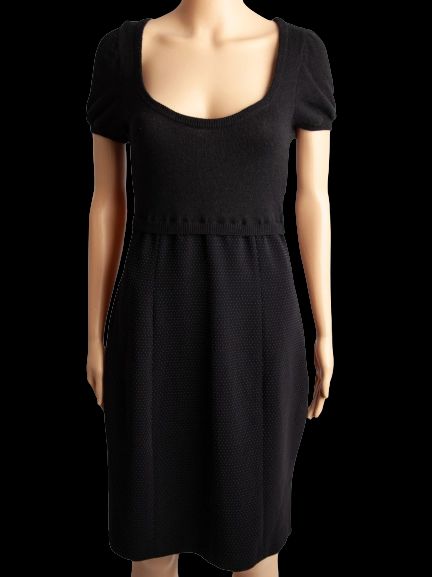 Good Moschino Black Dress M Polyester Knitted Top with Dotted Skirt