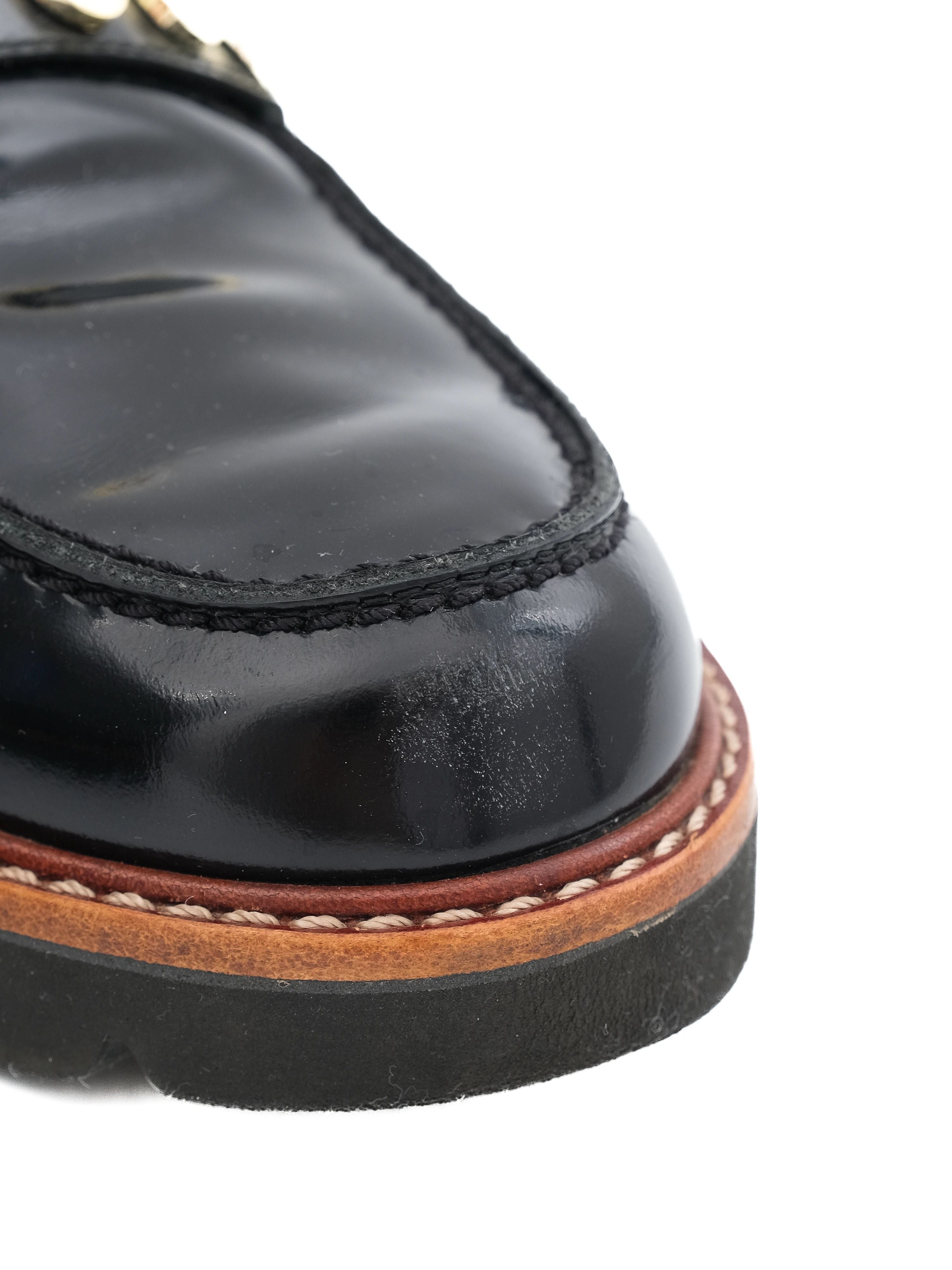 Excellent Stuart Weitzman Black Leather Loafers Size 36.5 with Pearls & Studs