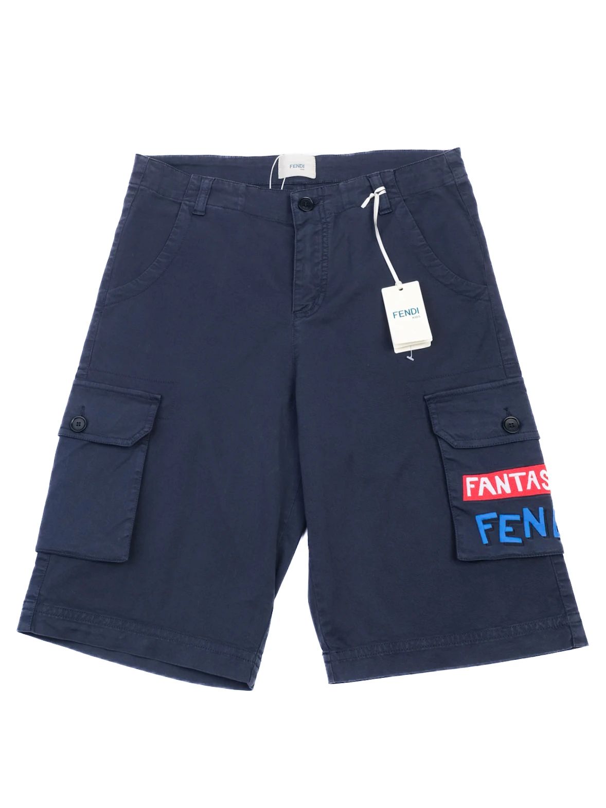 Excellent Fendi Kids Blue Cargo Shorts Size 10 Cotton