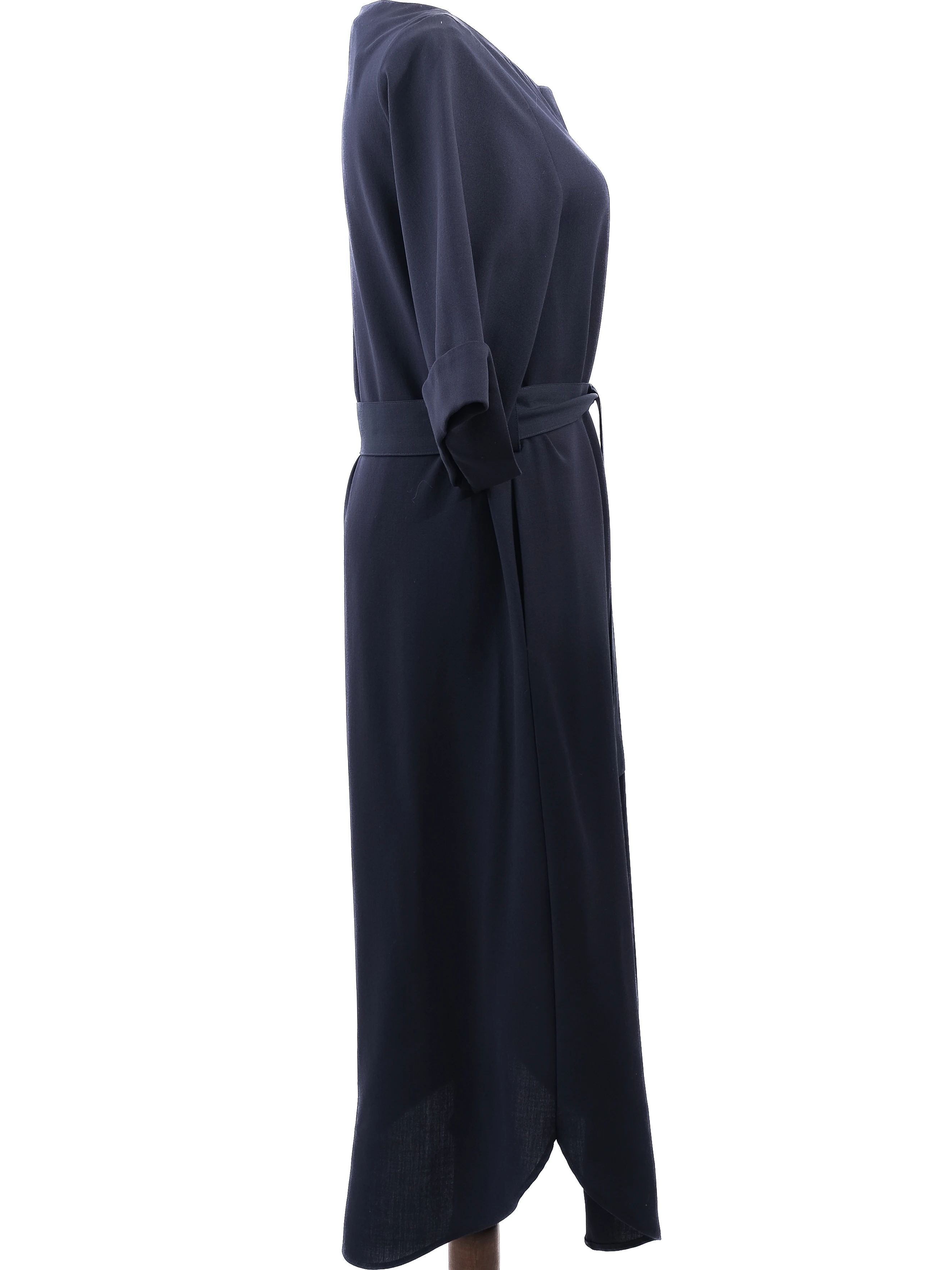 Excellent Cos Blue Wool Full-Length Dress with Belt Size XS
