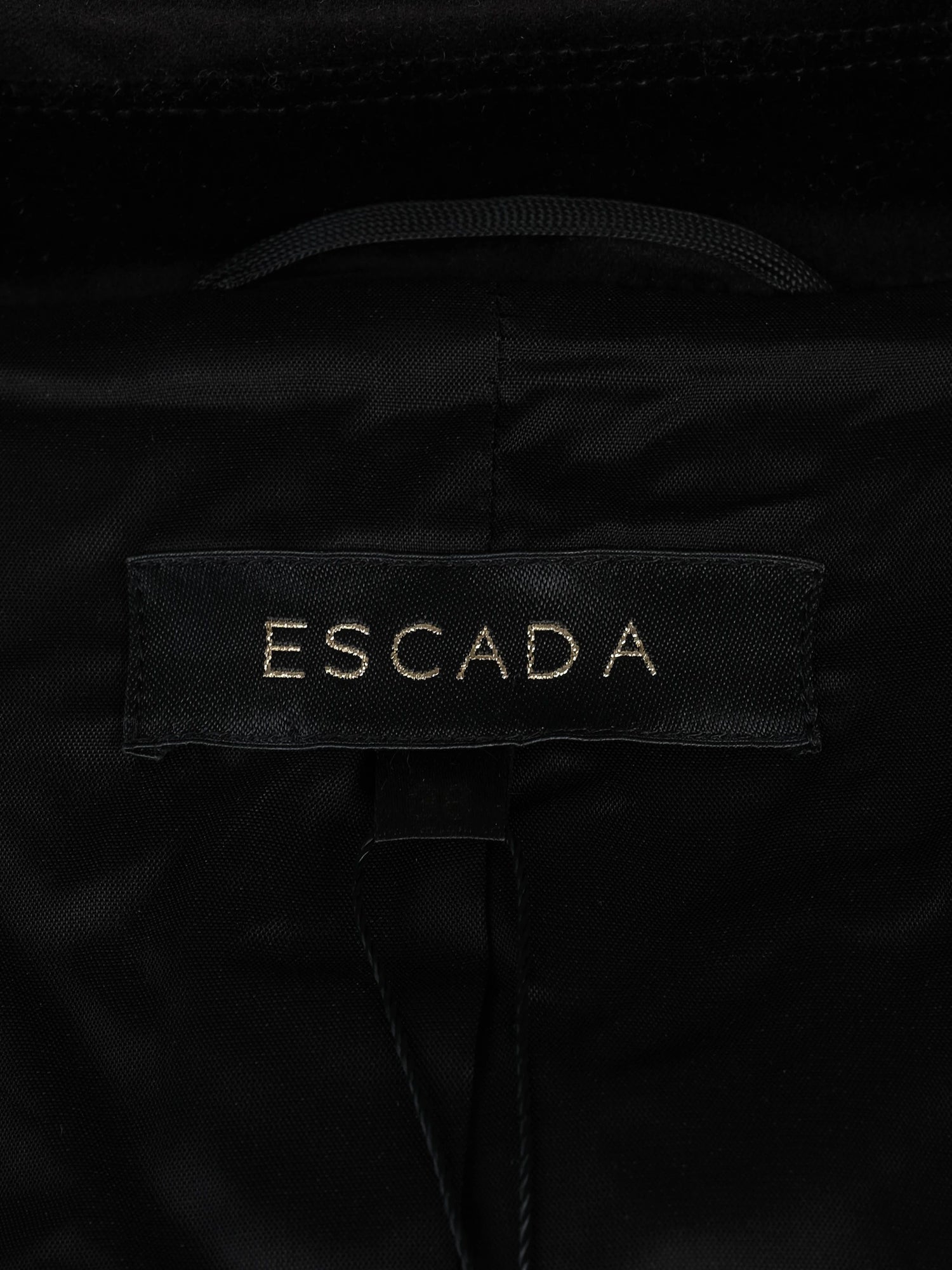 Excellent Escada Black Viscose Jacket Size S with Plaid Bow Detail