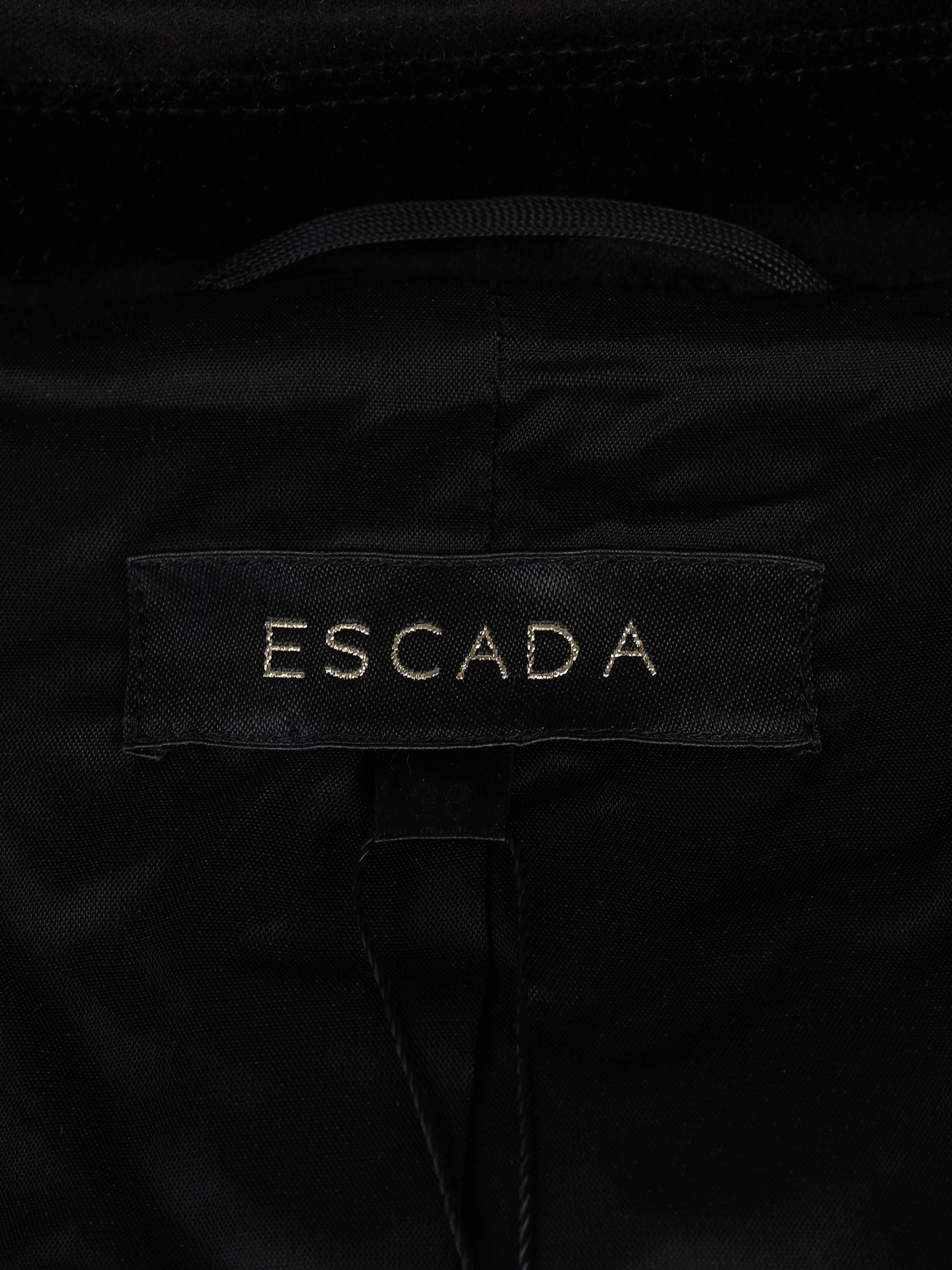 Excellent Escada Black Viscose Jacket Size S with Plaid Bow Detail