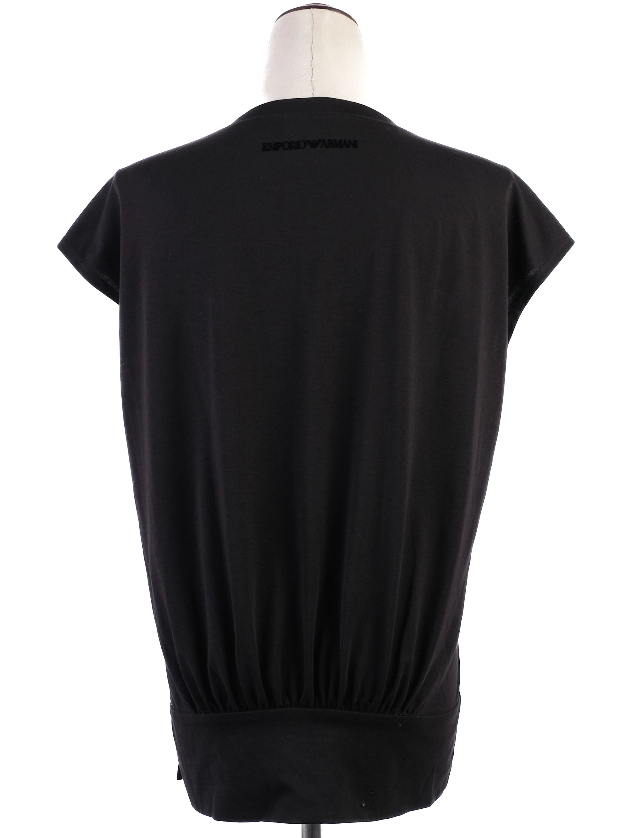 Excellent Emporio Armani Black Graphic T-Shirt Size M for Women