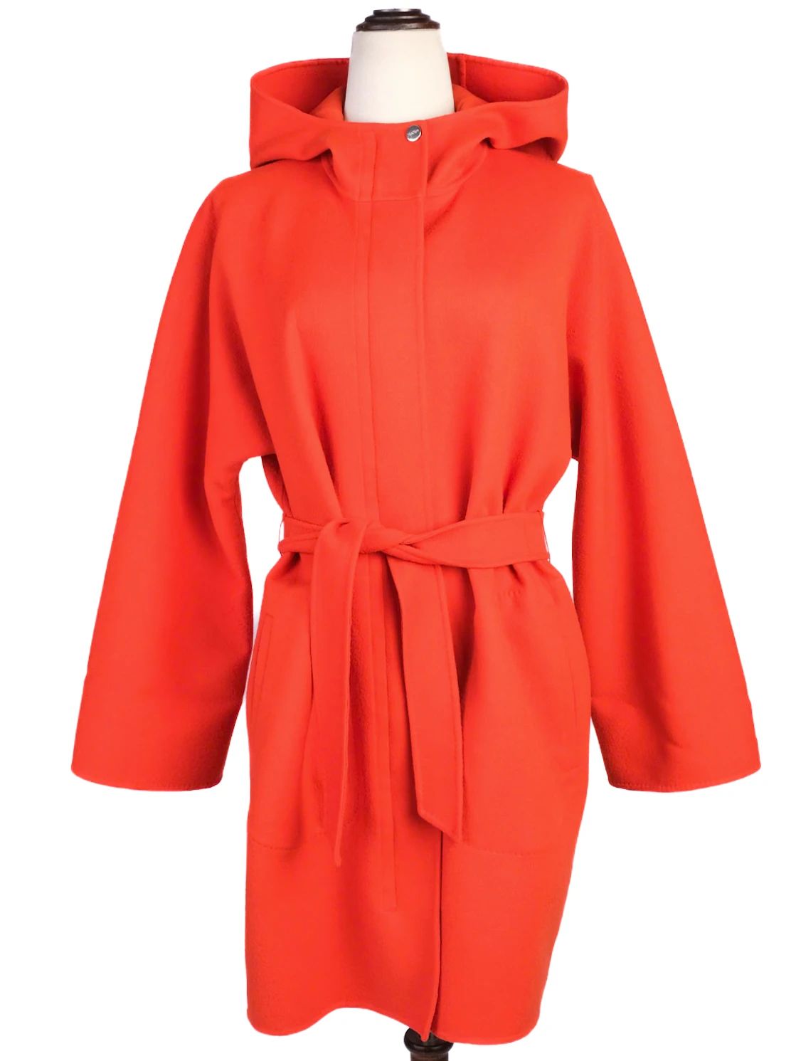 Excellent Max Mara Red Hooded Coat Size S in Fine Angora