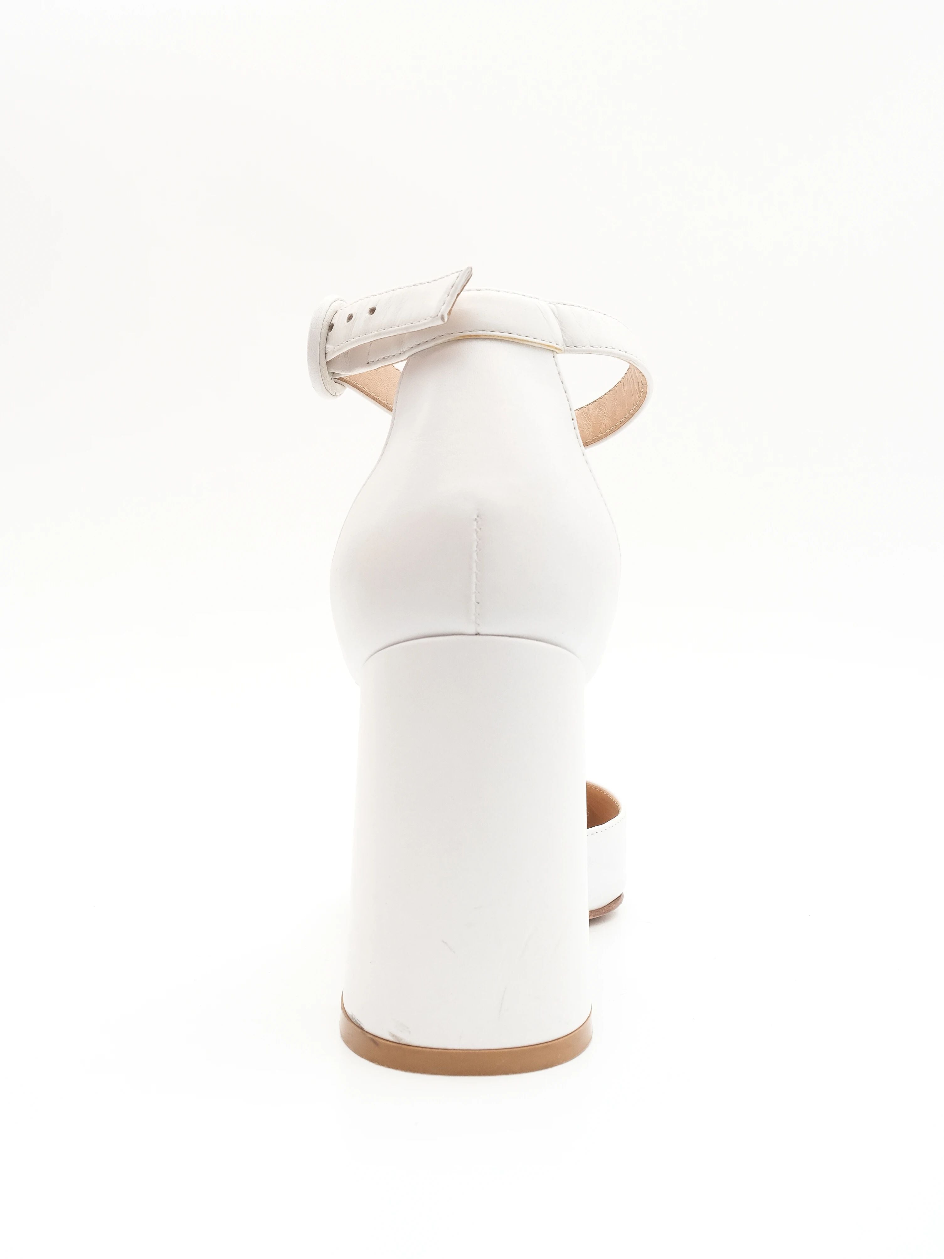 Excellent Gianvito Rossi White Leather High-Heeled Shoes Size N/A