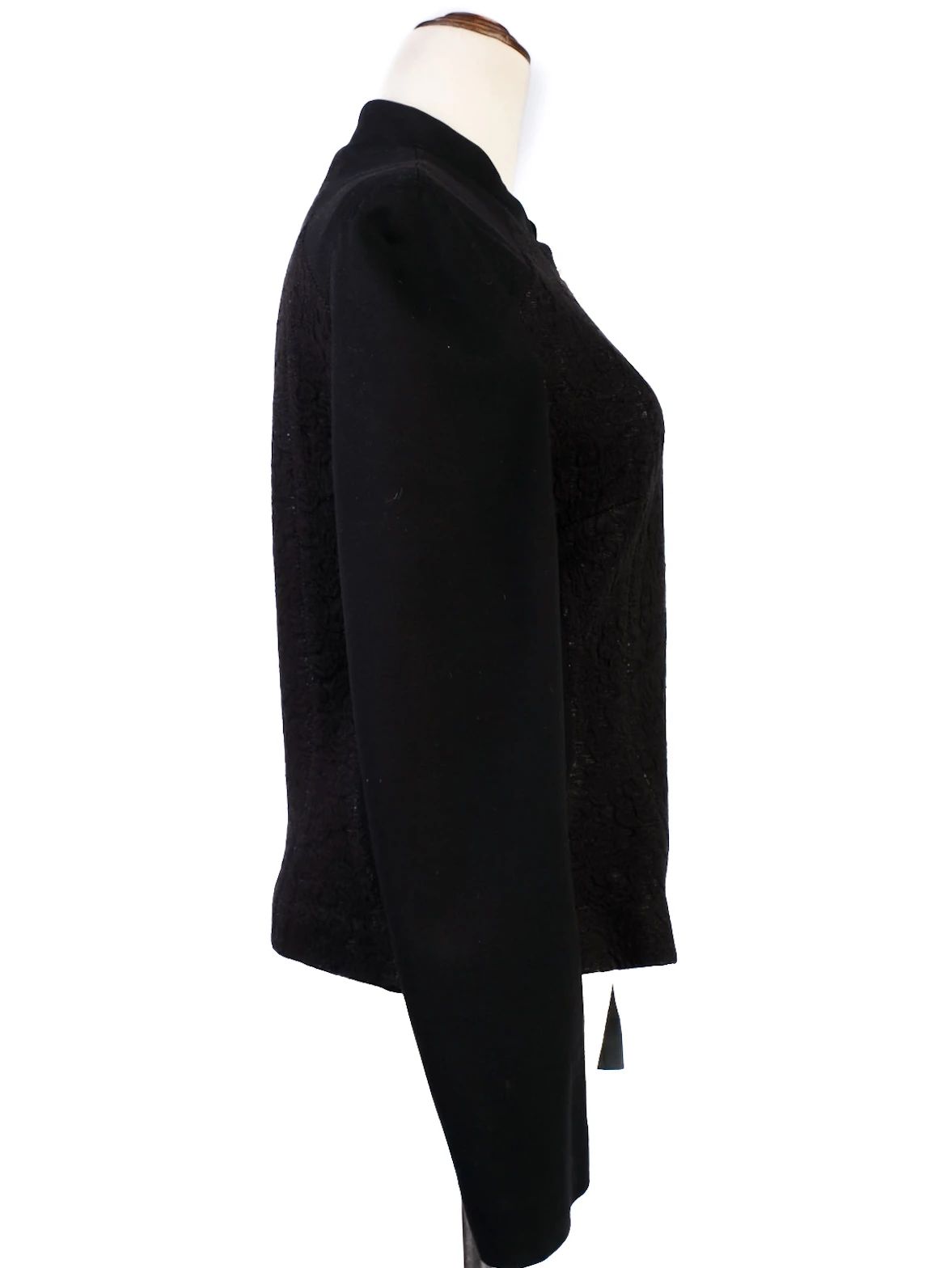 Excellent Escada Black Polyester Jacket Size S with Textured Design