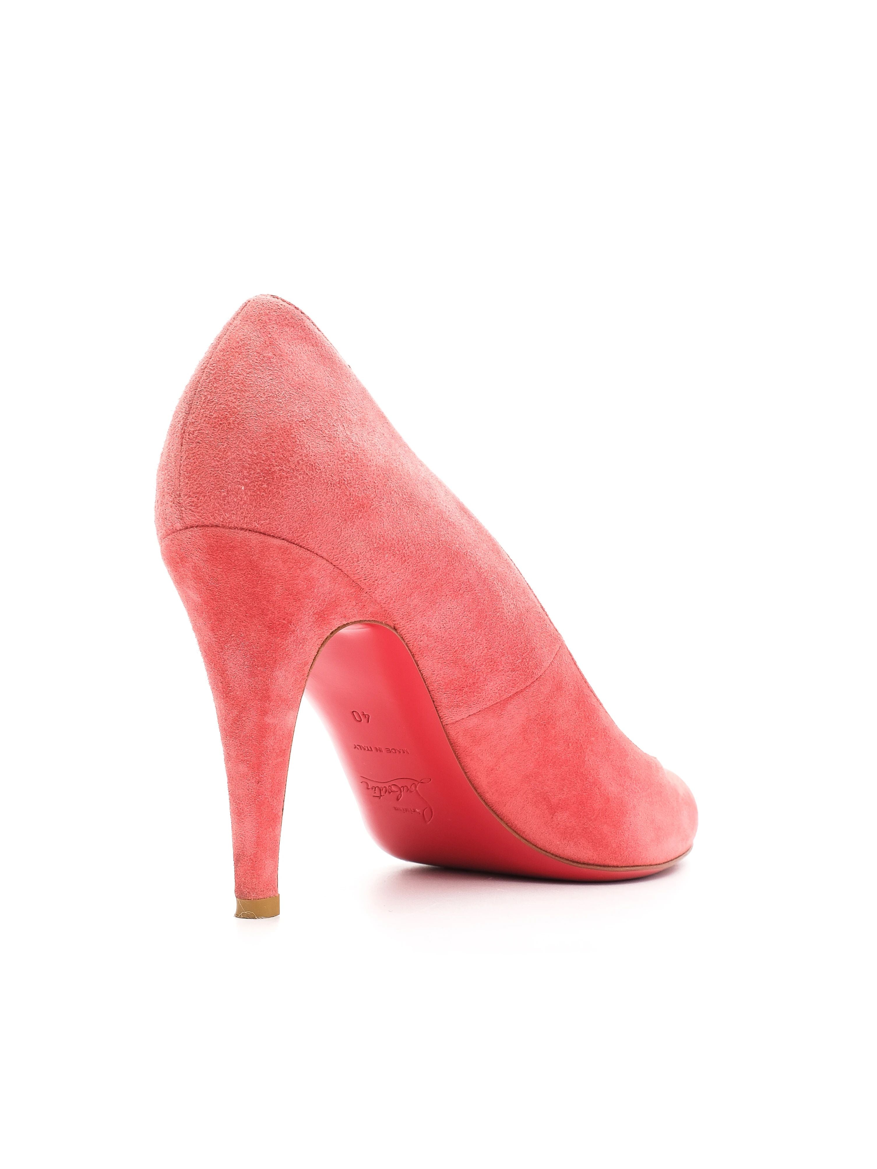 Excellent Christian Louboutin Pink Suede Leather High Heels Pumps