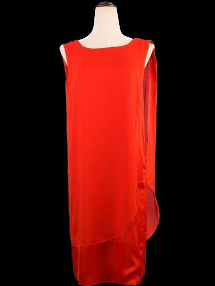 Good Armani Jeans Red Sleeveless Dress M Polyester Asymmetrical Design