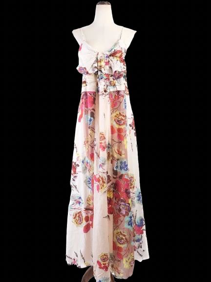EXCELLENT Kenzo Floral Maxi Dress Size M Spaghetti Straps Cotton