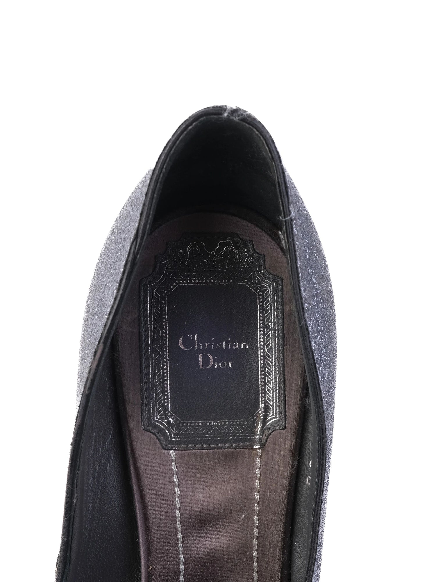 Good Condition Dior Gray Leather High Heeled Shoes Size 36