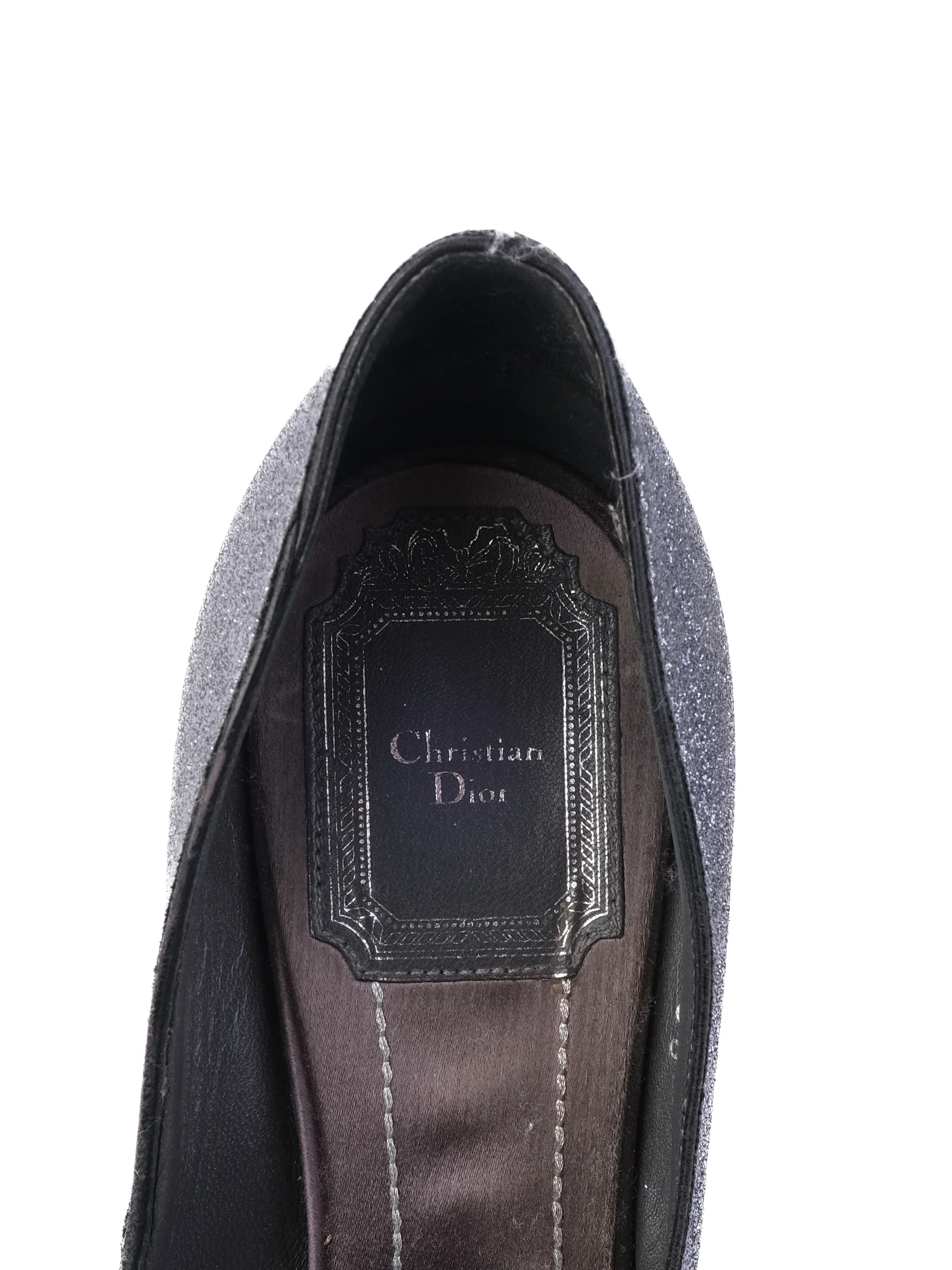 Good Condition Dior Gray Leather High Heeled Shoes Size 36