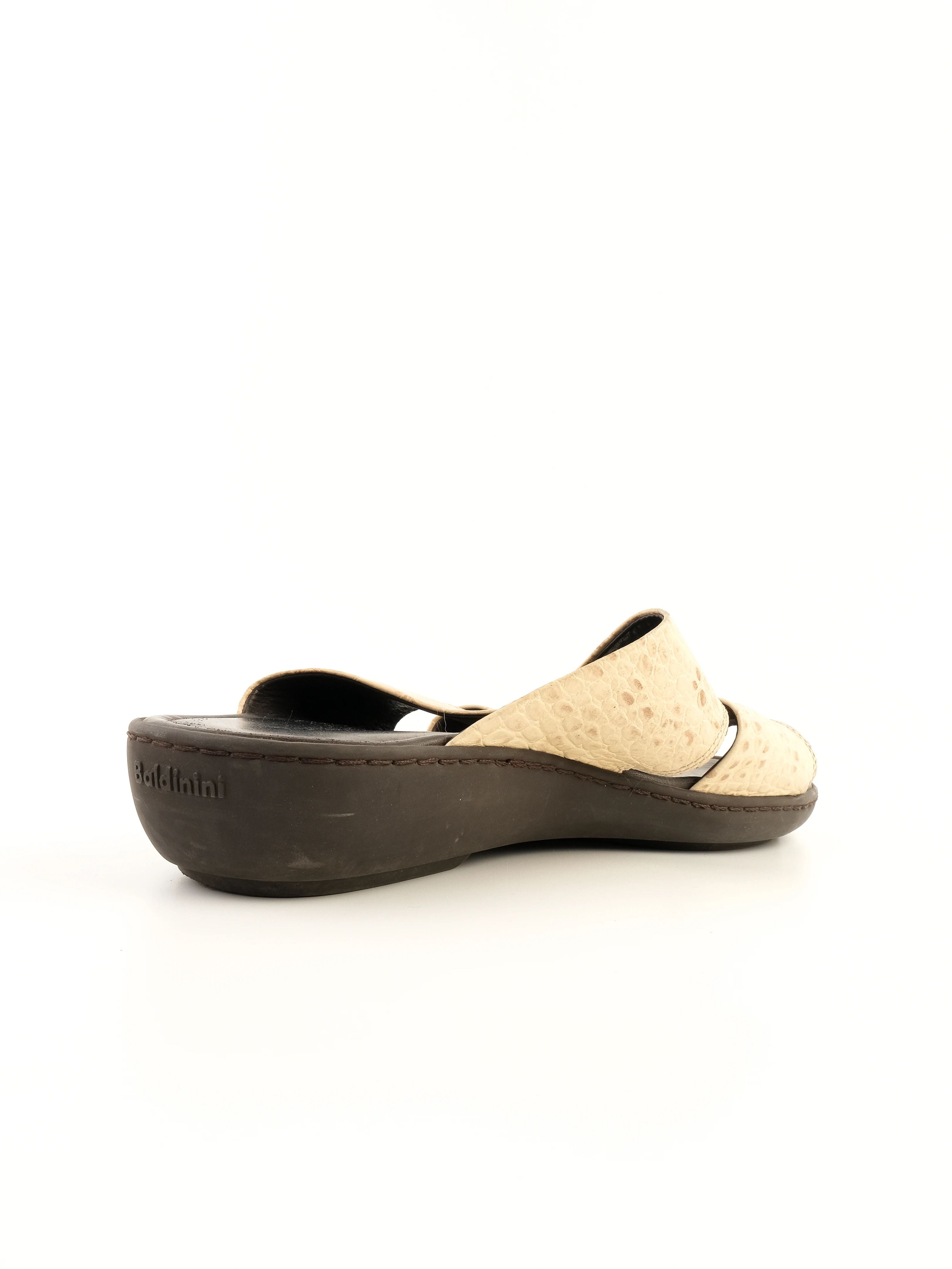 Excellent Baldinini White Leather Sandals Size 42.5 with Buckle