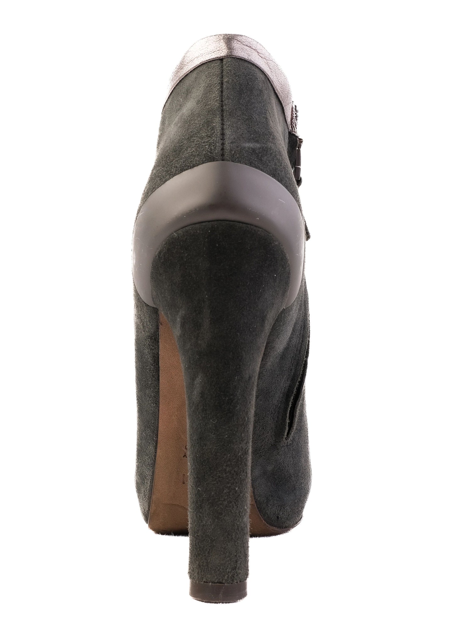 Excellent Fendi Gray Leather High-Heeled Ankle Boots Size 38