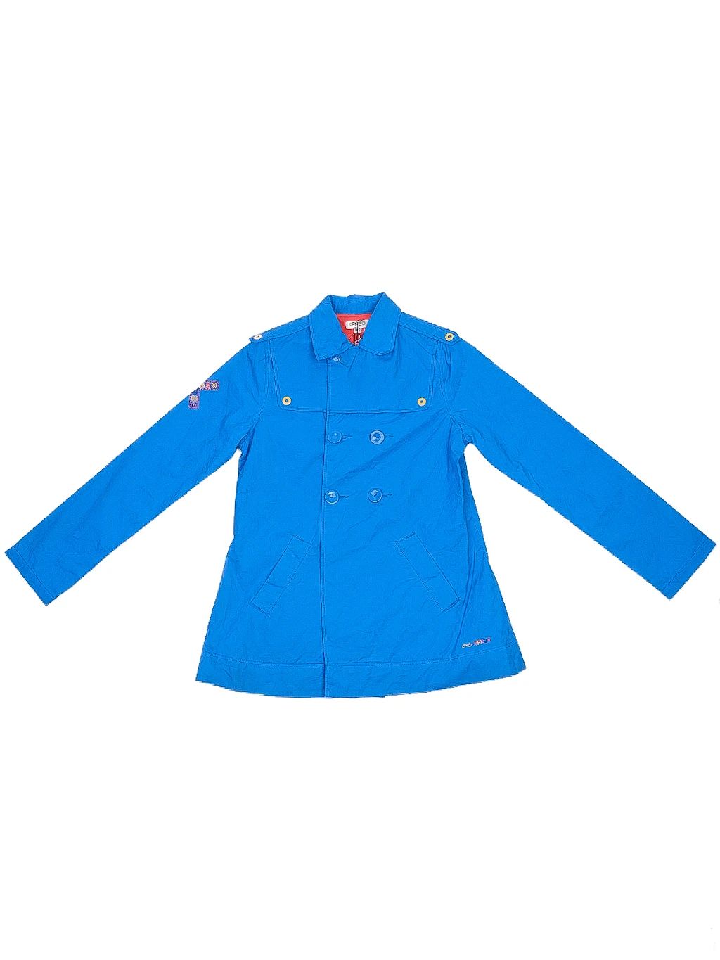 NEW Kenzo Kids Blue Cotton Coat Size 10 with Embroidered Logo