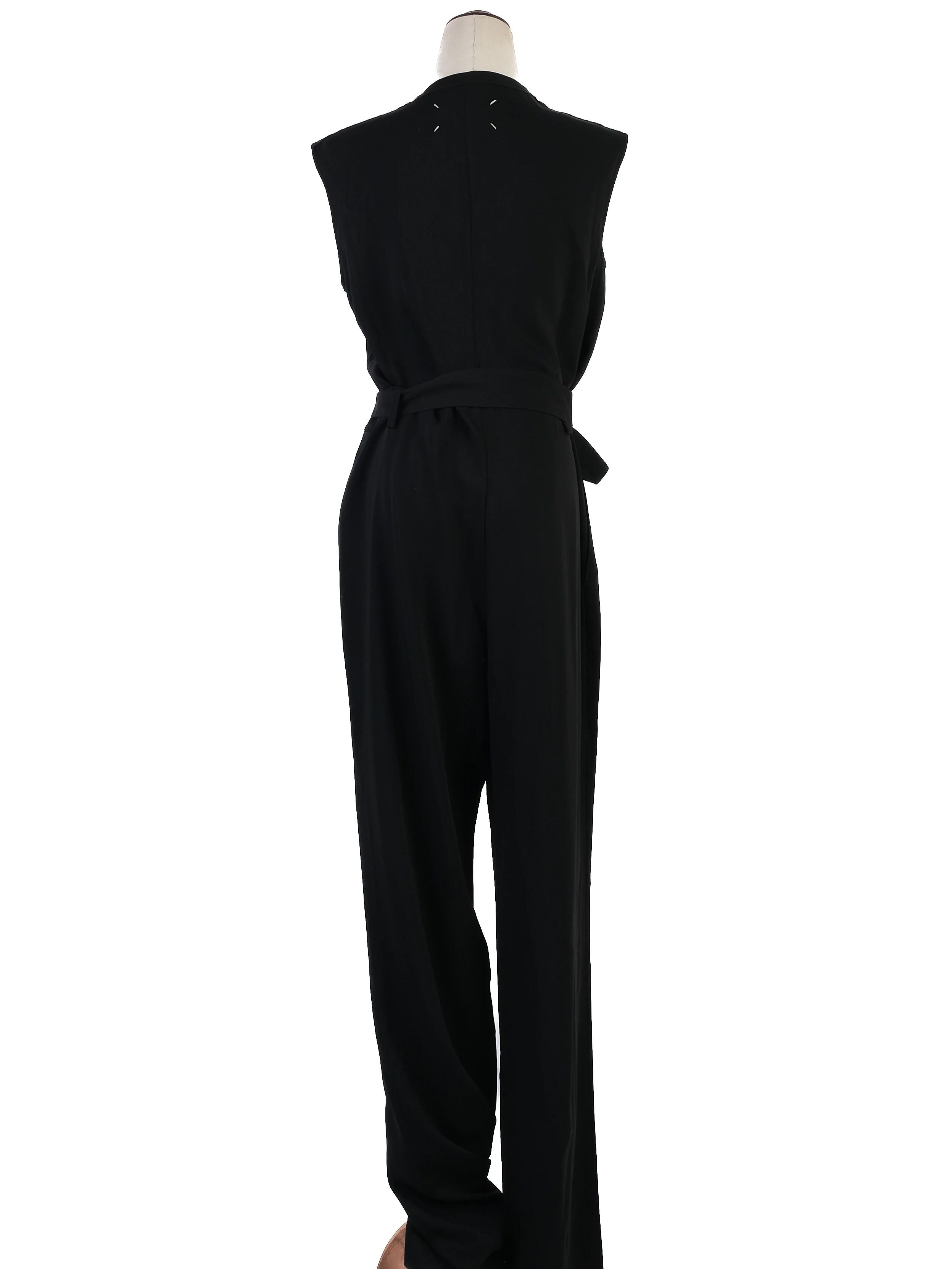 Excellent Maison Margiela Black Polyester Sleeveless Jumpsuit Size XL