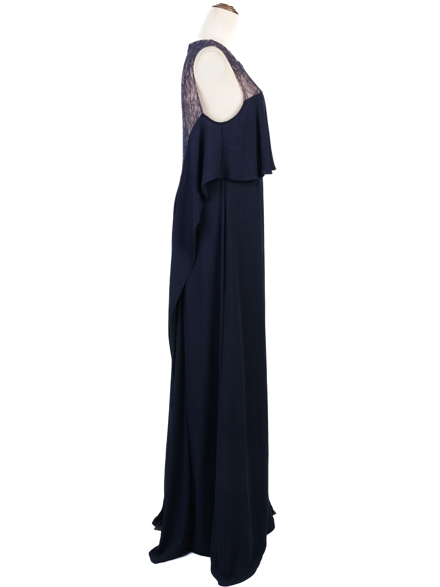NEW BCBGMaxazria Blue Lace Overlay Sleeveless Gown Size M