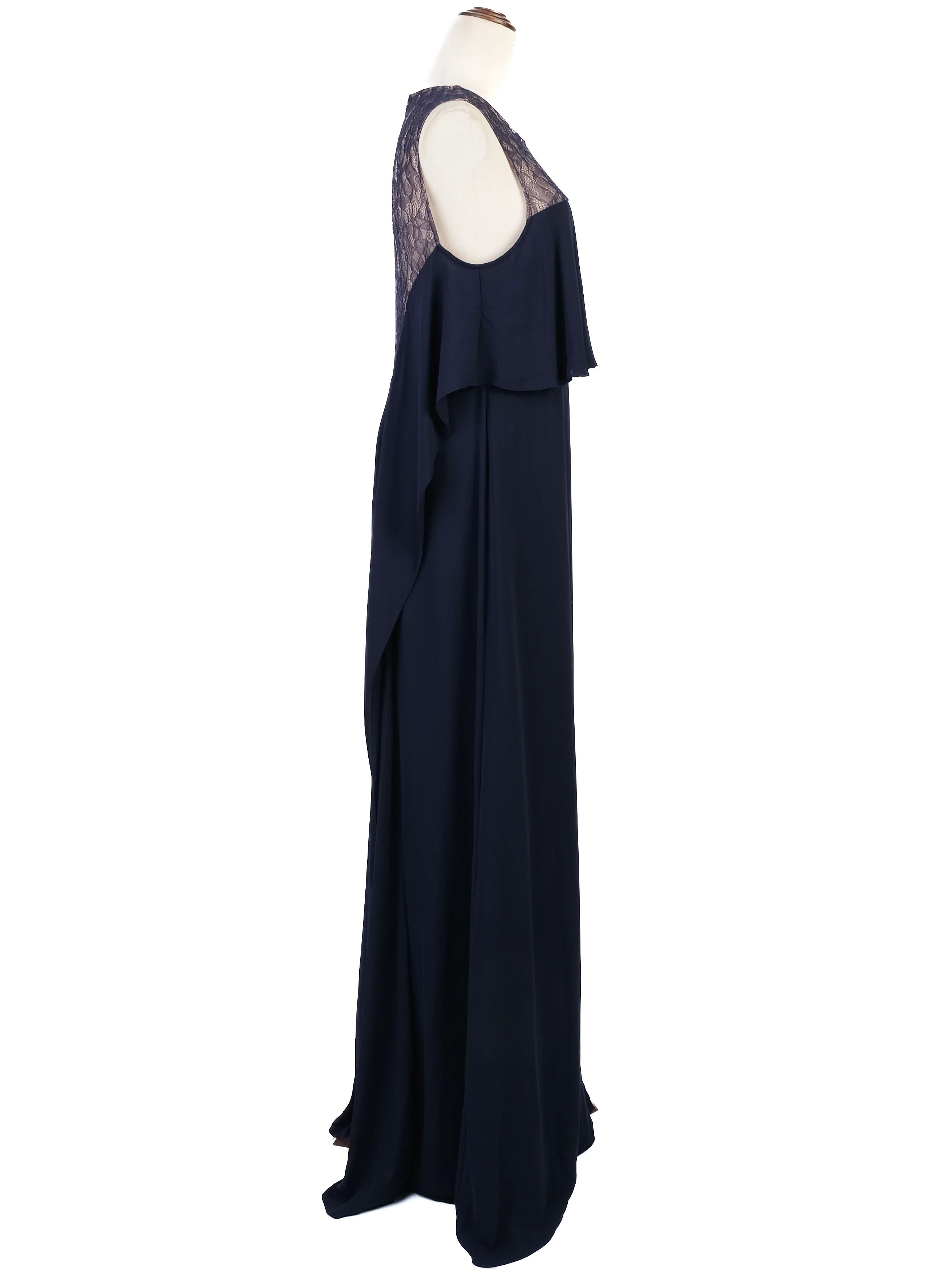 NEW BCBGMaxazria Blue Lace Overlay Sleeveless Gown Size M