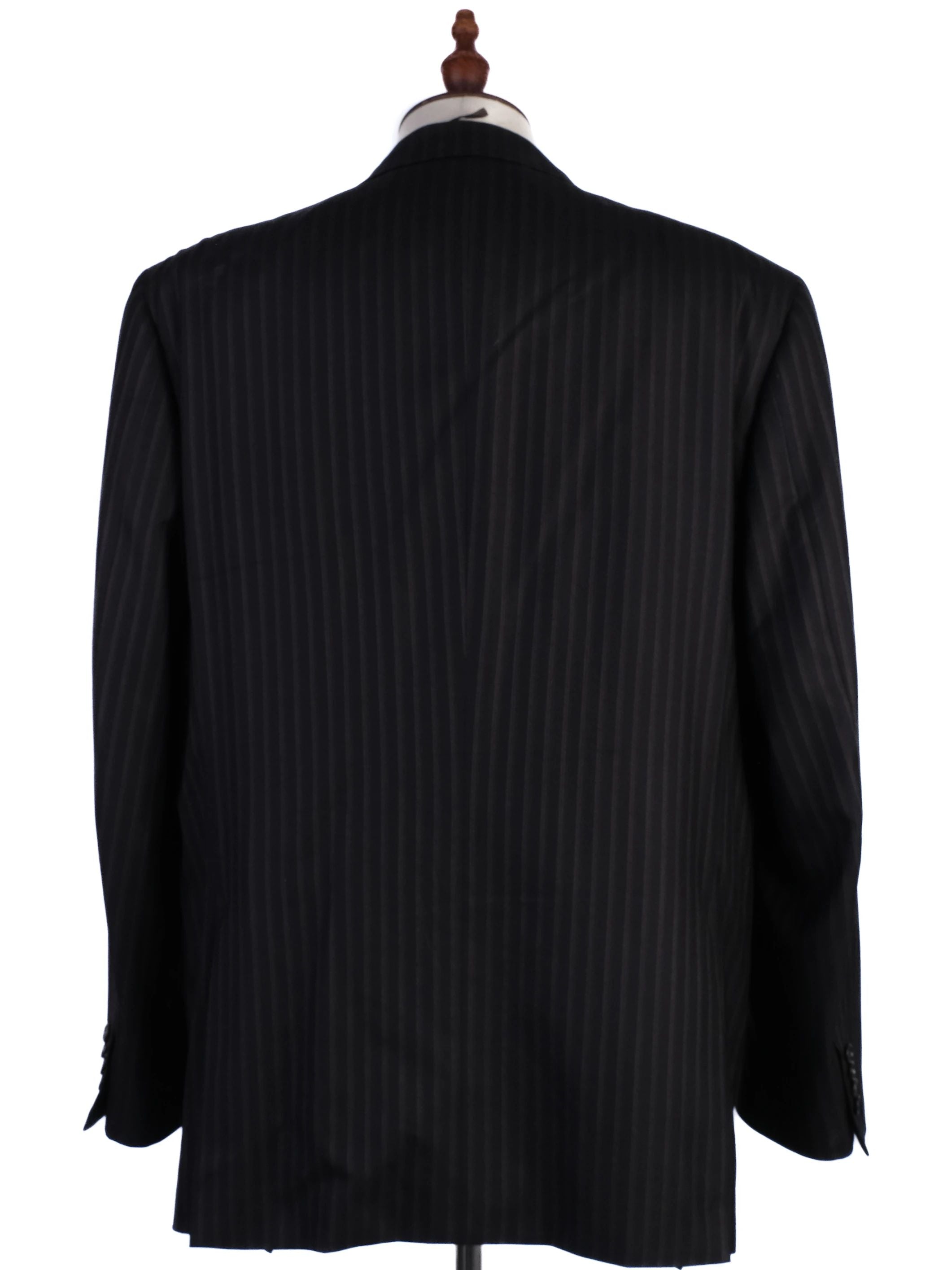 Excellent BRIONI Black Pinstripe Wool Suit Jacket Size XXL