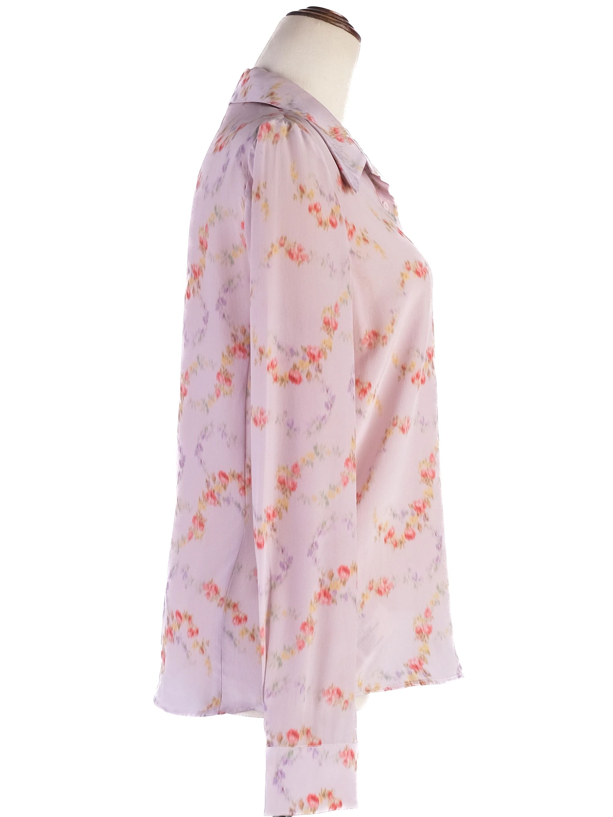 Excellent Miu Miu Floral Silk Blouse for Women Size M