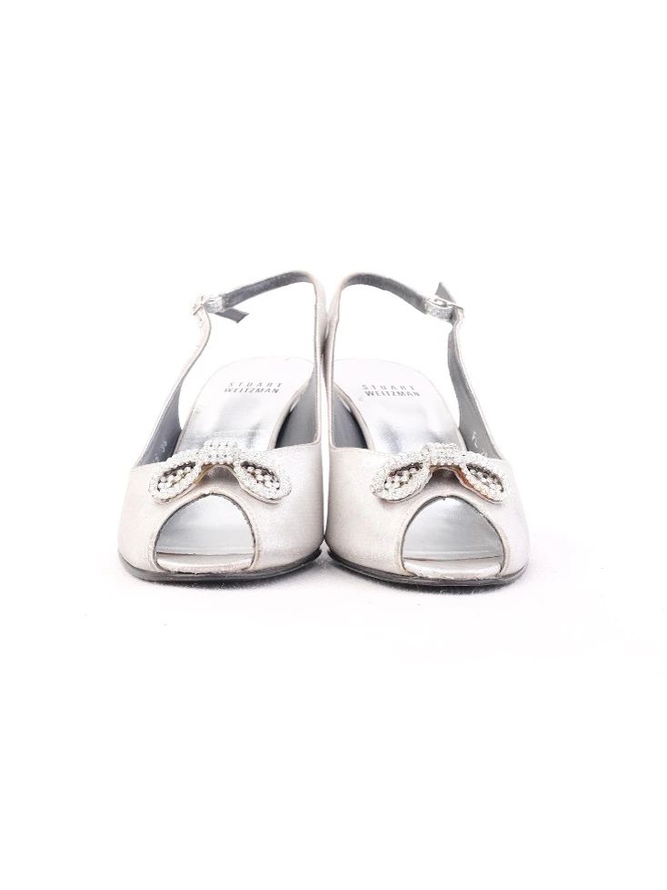 Excellent Stuart Weitzman Gray Leather Slingback Heels Size 36