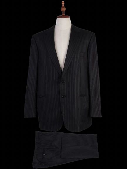 Excellent BRIONI Black Pinstripe Wool Suit Jacket Size XXL
