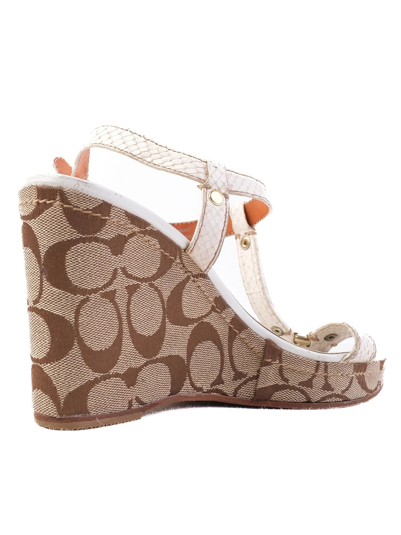 Excellent Coach Wedge Sandals Combined Color Leather Women