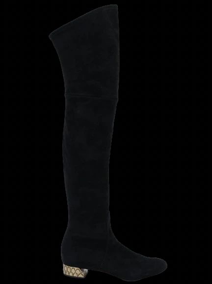 Good Casadei Black Genuine Suede Over-the-Knee Boots Size 38.5