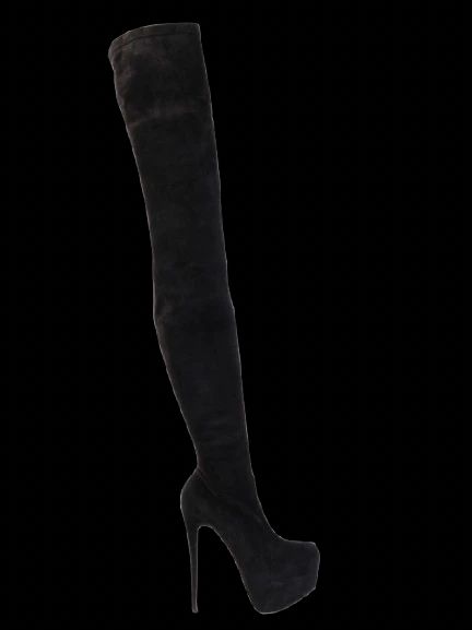 Christian Louboutin Black Leather Over-the-Knee High Heels Size 39