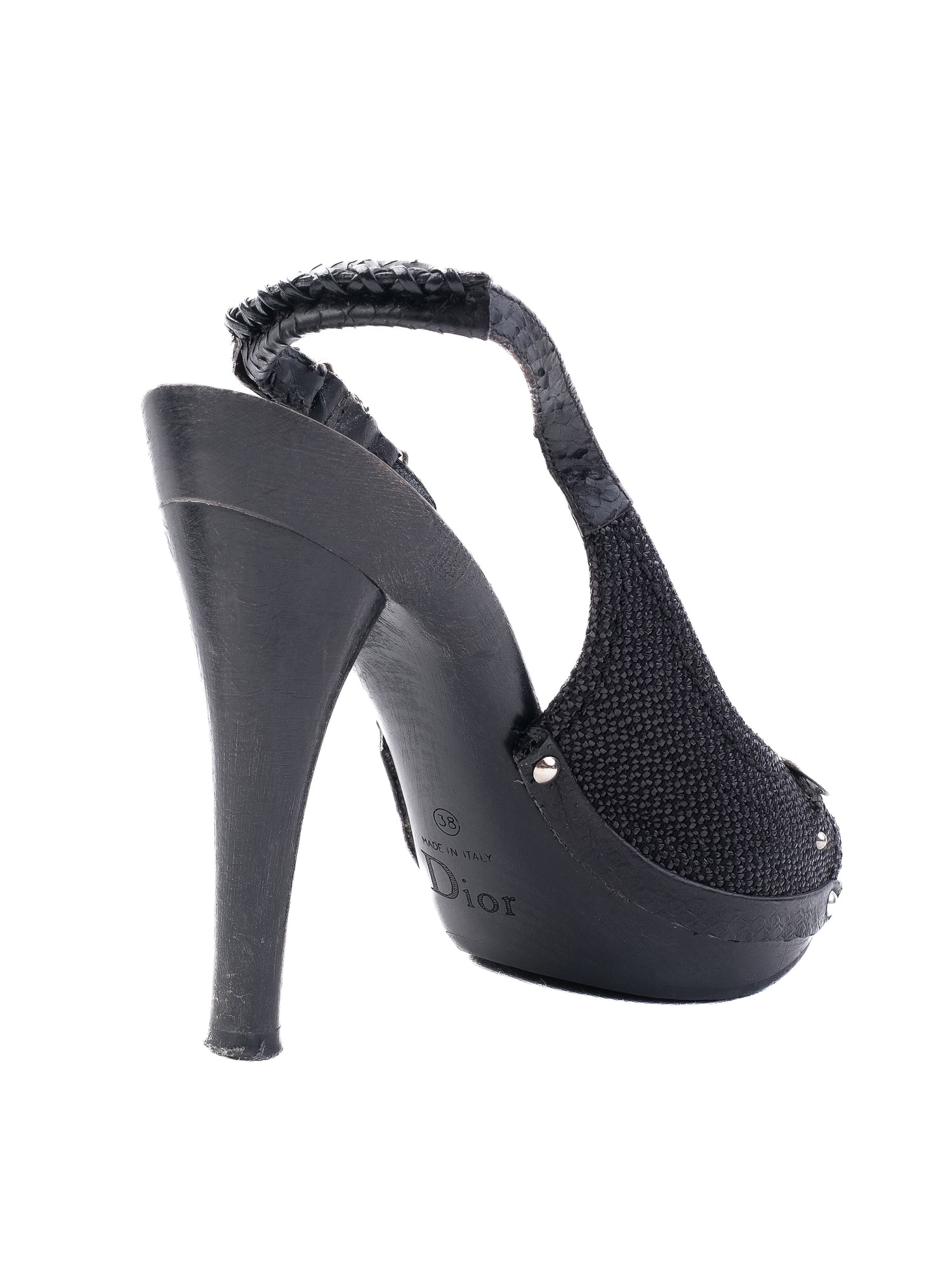 Perfect Dior Black Leather High-Heeled Sandals Size 38