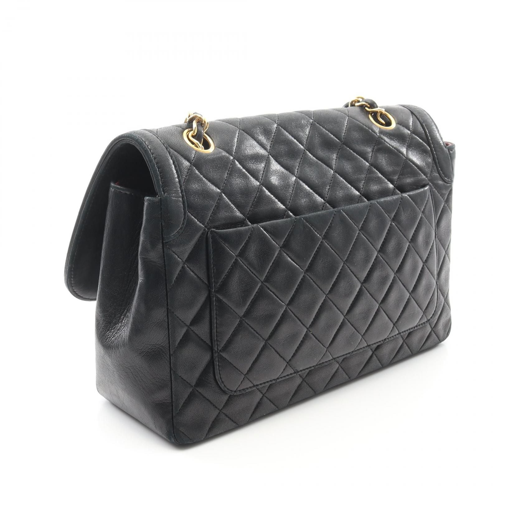 Chanel Black Matelasse Shoulder Bag Lambskin (sheep Leather) A 01113