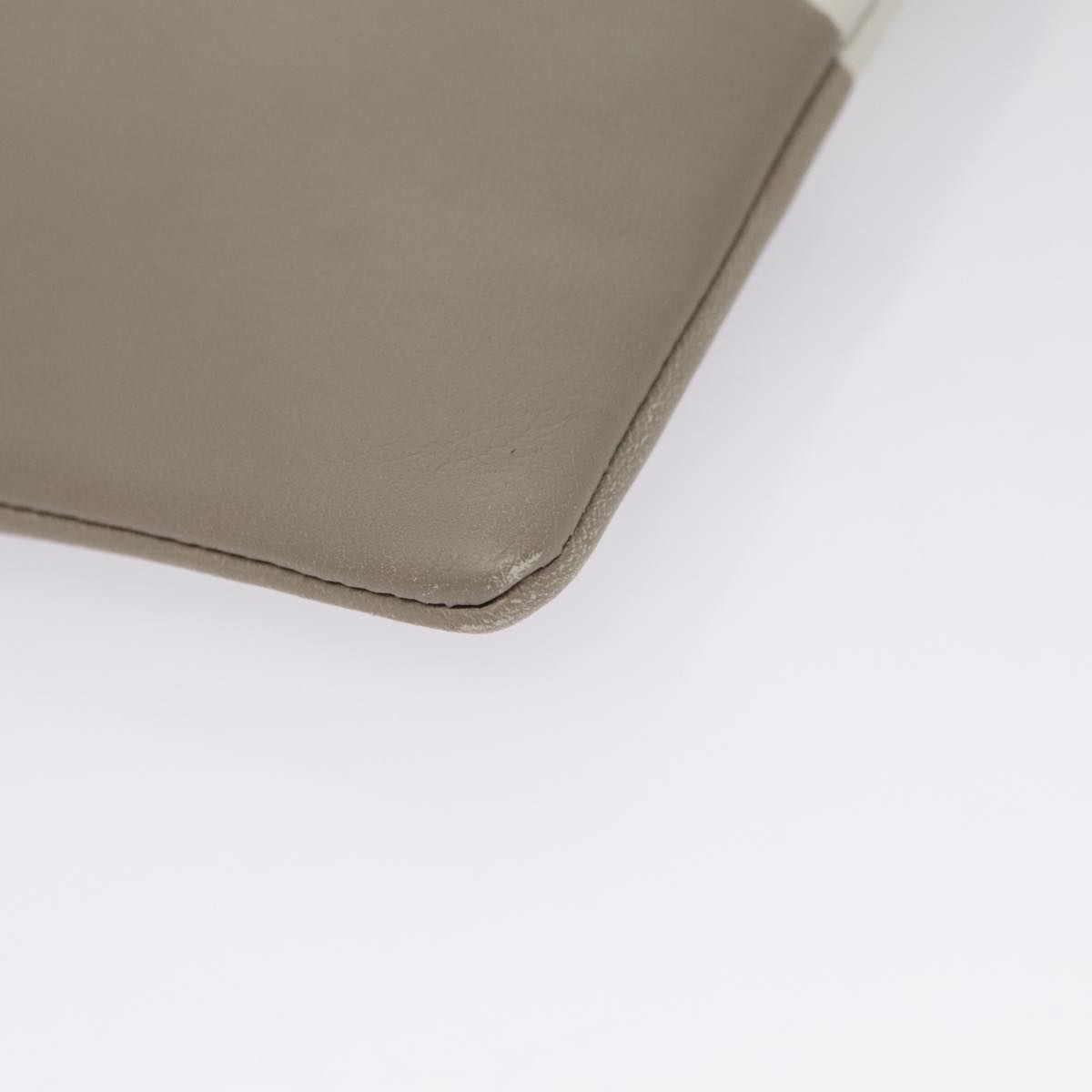 Celine Clutch Bag Leather Gray White Auth