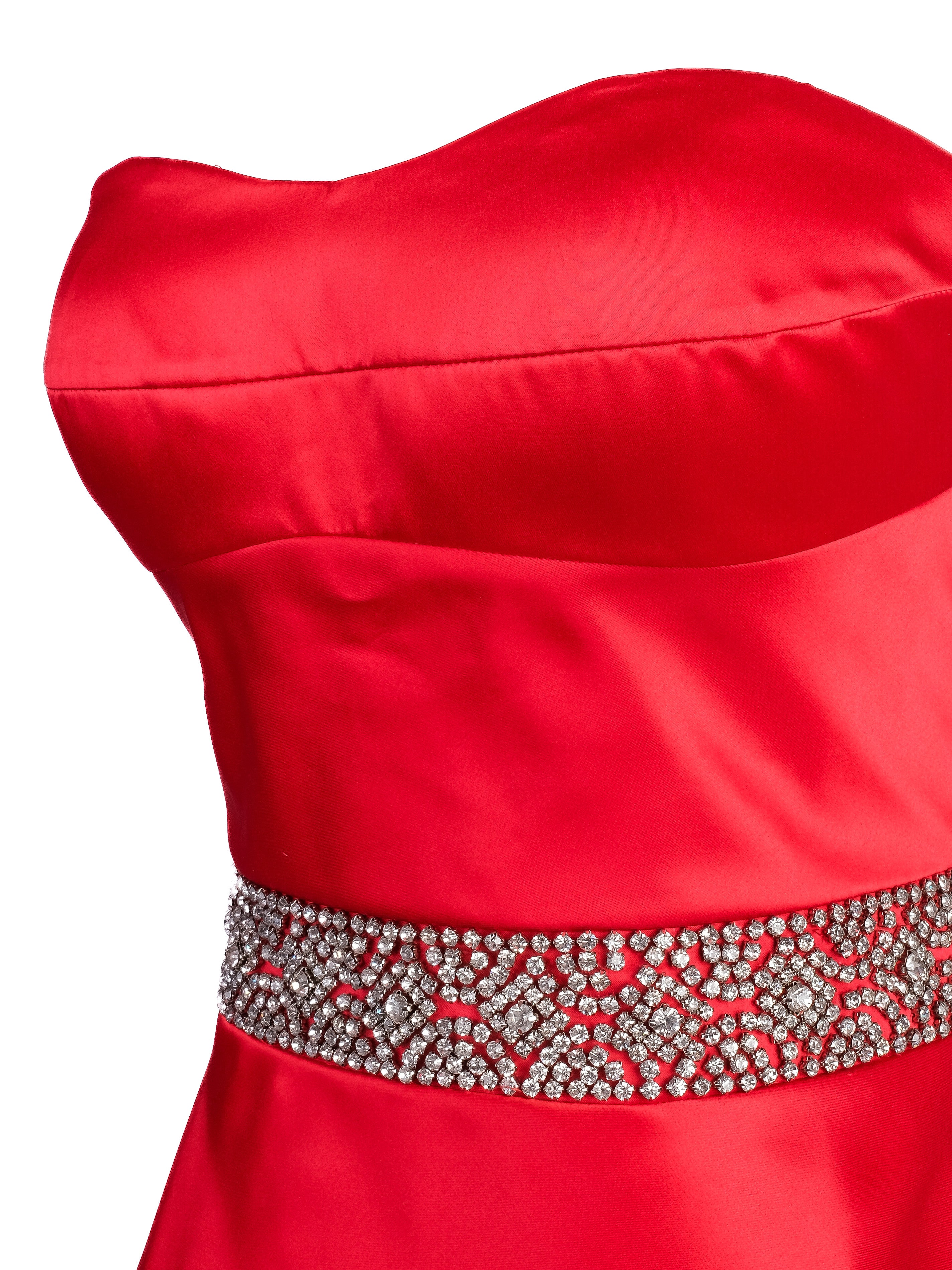 Excellent Sherri Hill Red Strapless Gown with Embellishments