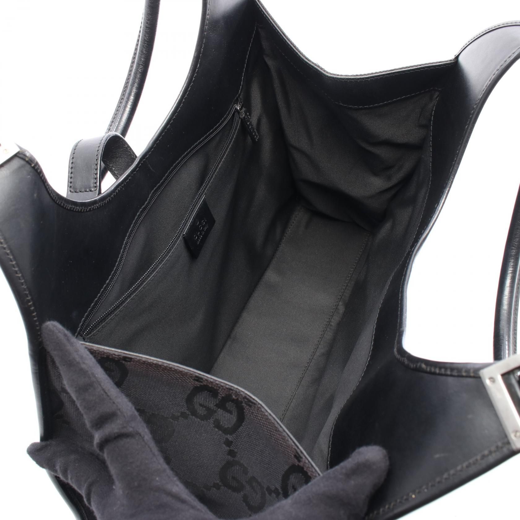 Gucci Jackie 1961 Gg Canvas Shoulder Bag Black Canvas 002 1066