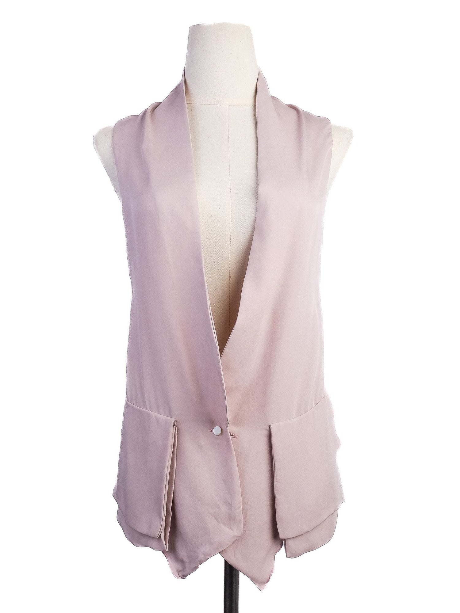 Excellent Antonio Marras Pink Silk Vest Size S with Shawl Collar