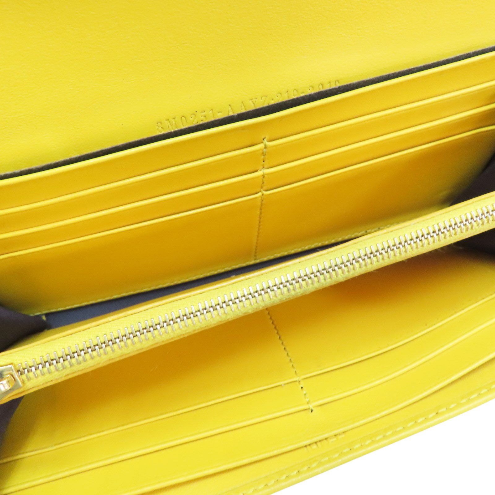 Fendi Logo Long Wallet Calfskin Yellow