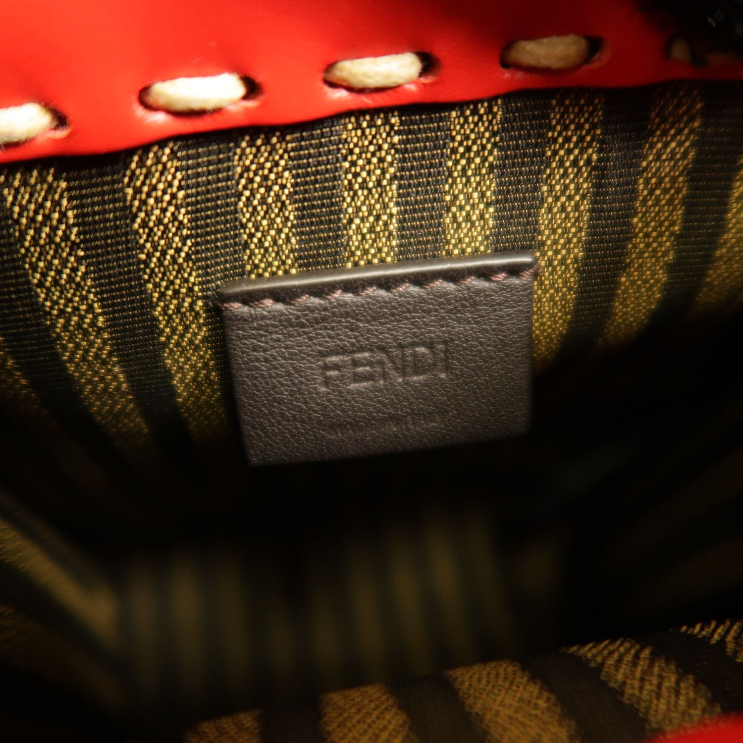 Fendi Cowhide Leather Mini Sunshine Gold Hand-handed Shoulder Bag 2way Shoulder Bag Red Calfskin (cowhide) 8bs 051