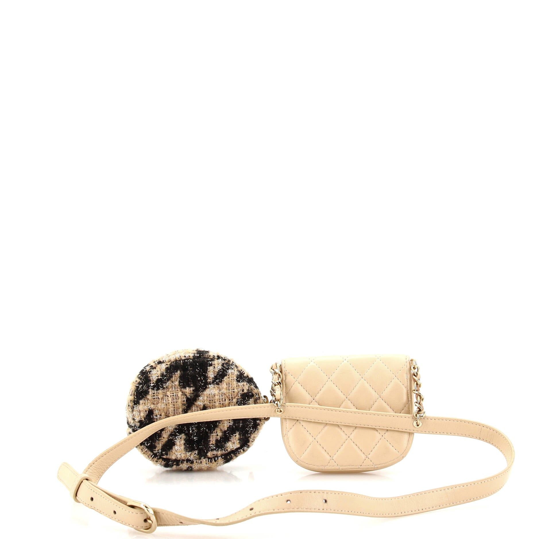 Chanel CC Waist Bag With Coin Purse Quilted Lambskin And Tweed