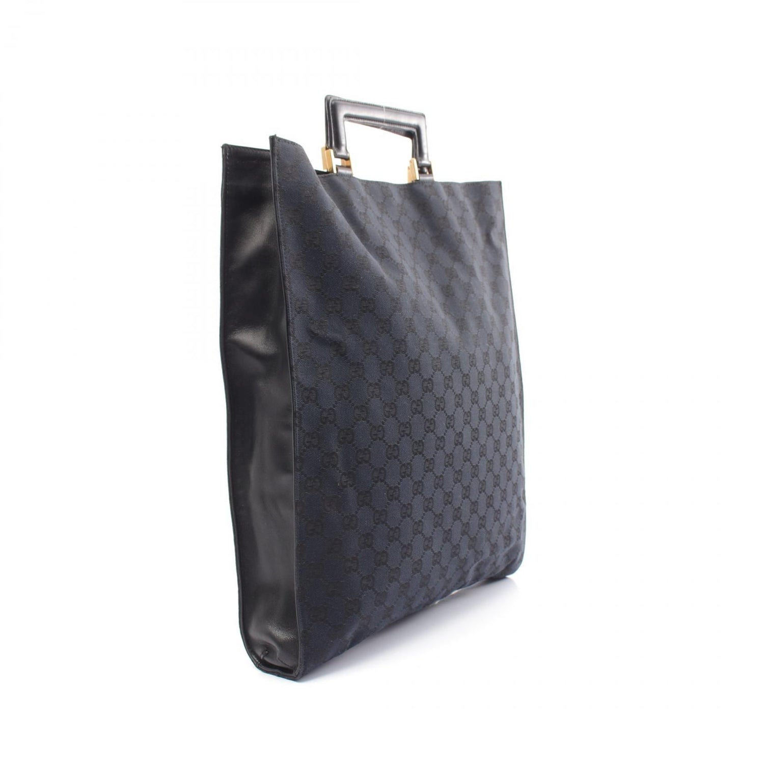 Gucci Gg Canvas Tote Bag Black Canvas 002 1100