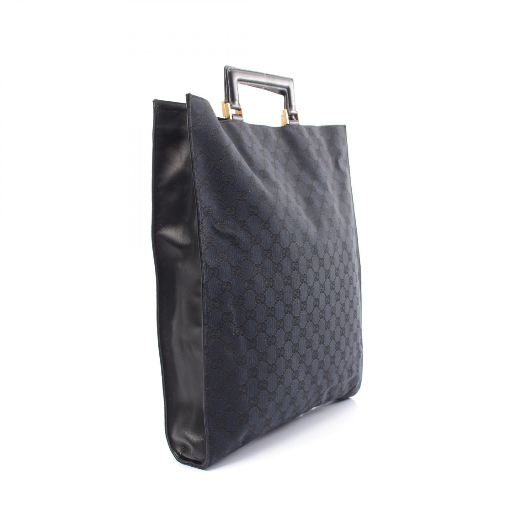 Gucci Gg Canvas Tote Bag Black Canvas 002 1100