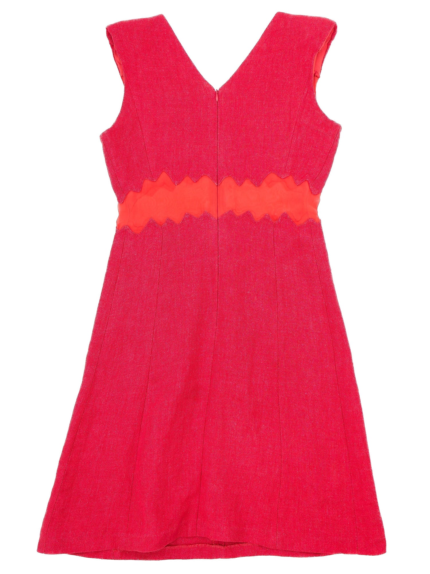 Excellent Sonia Rykiel Red Dress Size S with Wavy Orange Band