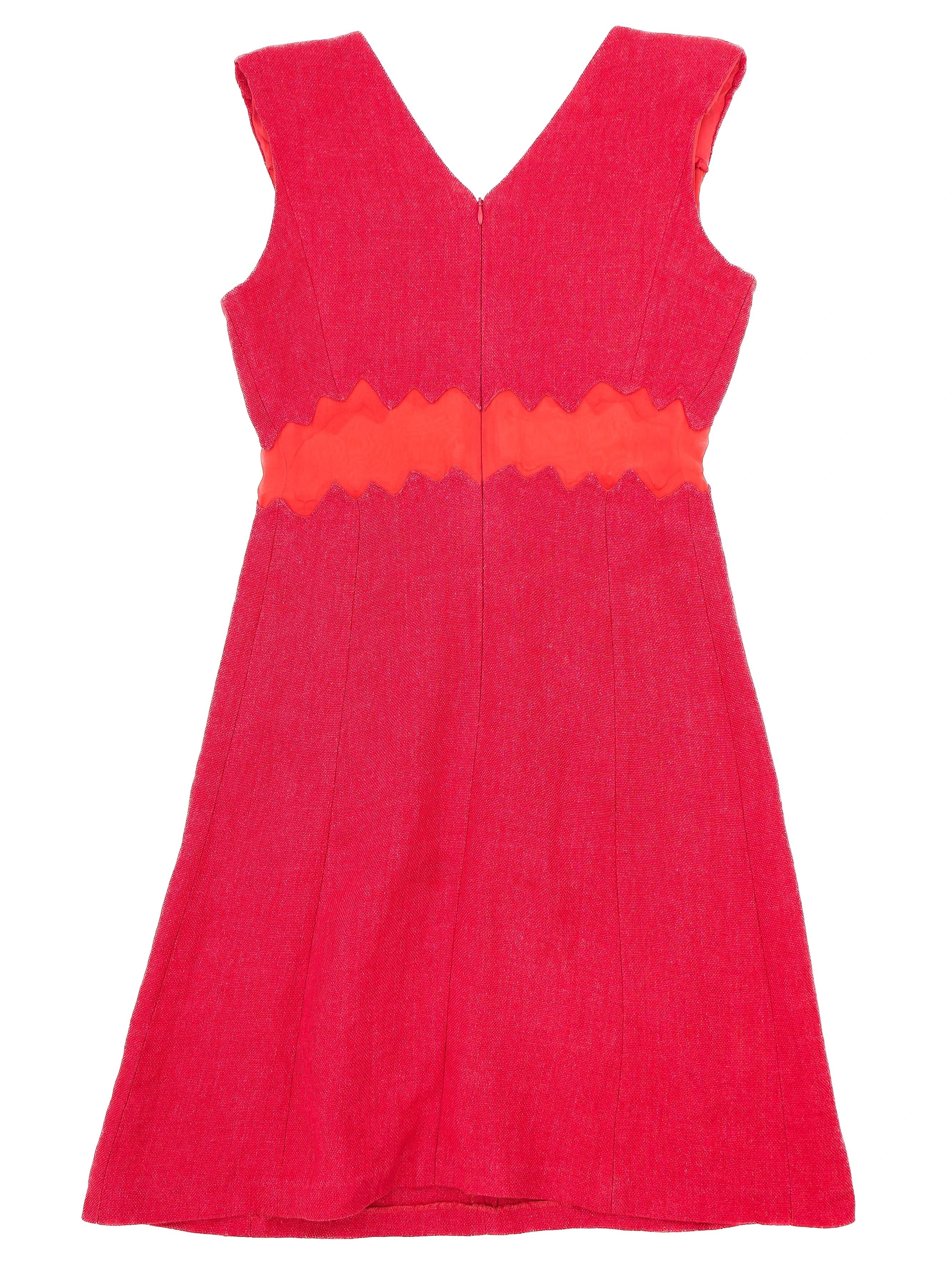 Excellent Sonia Rykiel Red Dress Size S with Wavy Orange Band